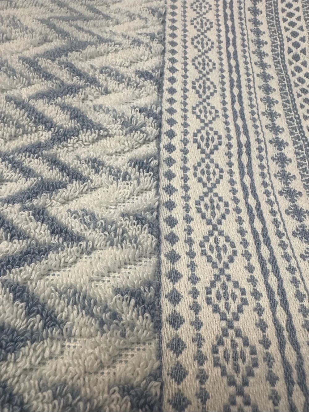 2pc RACHEL ZOE 100% Cotton(EOD) Chevron Pattern Bath Towel Set -Blue/White